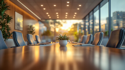 Modern Conference Room with Sunlit Ambiance and Minimalist Decor