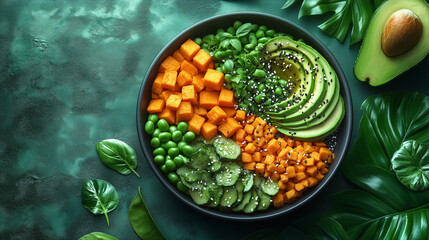 Vibrant Buddha Bowl with Avocado, Sweet Potato, and Edamame