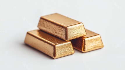 Three shiny gold bars stacked together, symbolizing wealth, luxury, and investment opportunities.