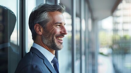 Fototapeta premium Successful Businessman Smiling, Confident and Happy