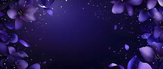 Blue and purple background with confetti and ribbons, a festive celebration banner for a party or...