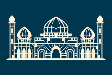 Mosque ornate with cubism and art deco style great for decoration greeting card and cutting sticker