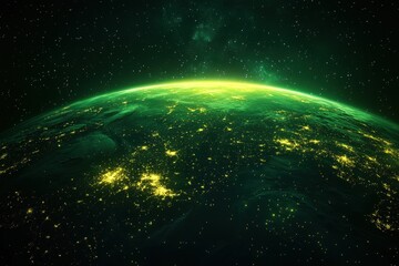Earth at Night Green Glow