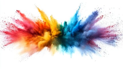 Fototapeta premium Multicolored powder explosion on a white background.