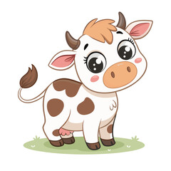 Obraz premium Cartoon Cow animal Vector Illustration on White Background 