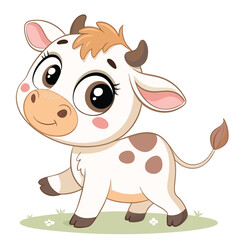 Fototapeta premium Cartoon Cow animal Vector Illustration on White Background 