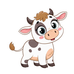 Cartoon Cow animal  Vector Illustration on White Background 