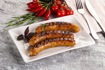 Grilled meat sausages with spices