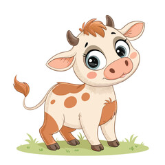 Fototapeta premium Cartoon Cow animal Vector Illustration on White Background 