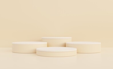 Beige podium. Beige background to promote various products. For displaying fashion products Premium cosmetics. 3D illustration