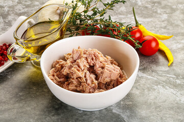 Canned tuna fillet for salad