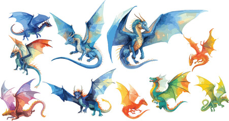 flying dragon watercolor clipart © dian's