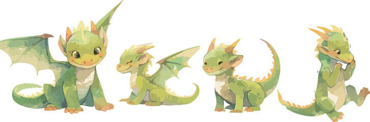 cute dragon watercolor clipart