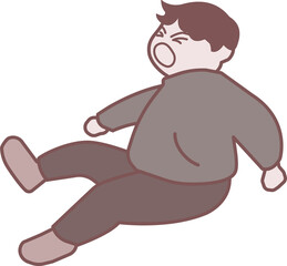Safety accident in the middle of winter, ice, illustration of person falling on icy road