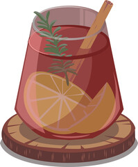 Vin chaud, mulled wine, warm drink, wine, fruit drink illustration