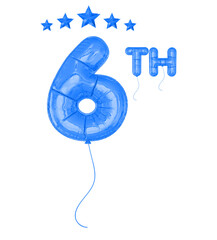 6 Anniversary Blue Balloon