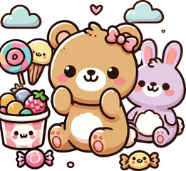 Fototapeta premium Cute bear cartoon vector on white background