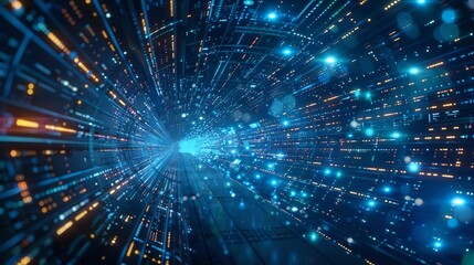Fototapeta premium Digital Tunnel: A Journey Through Cyberspace