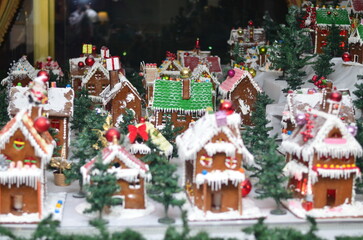 A beautiful Christmas village miniature covered with snow for the festive season.