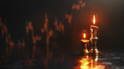 Golden Hour: Melted Candles Reflecting in Dark Waters