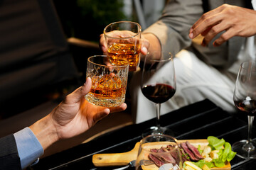 whiskey, for a friendly party in a bar or a restaurant.