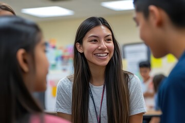 A scene showing employees mentoring underprivileged youth in a company-sponsored program, providing career advice and skills training to help the next generation succeed.