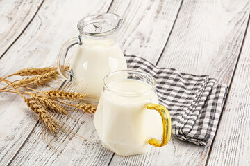 Organic milk in the glass