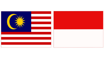 Malaysia national flag with Indonesia Official flag 
