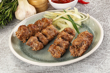 Beef kebab minced meat with onion