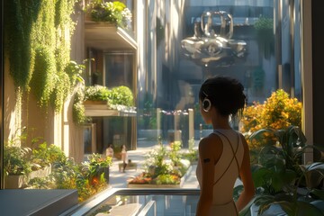 An AI-powered virtual assistant interacting with users, processing natural language and complex queries, with NVIDIA AI chips enabling the speed and intelligence of the interaction.