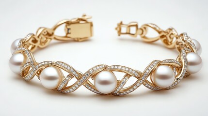 Elegant gold and pearl bracelet design.