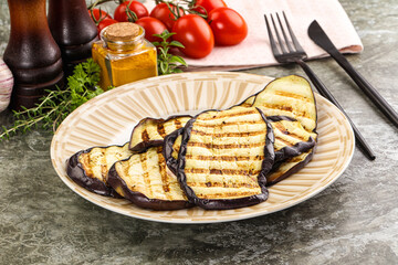 Grilled eggplant slice snack appetizer