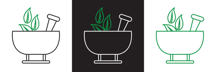 Herbal Medicine  icon set.  isolated on white and black background. EPS 10
