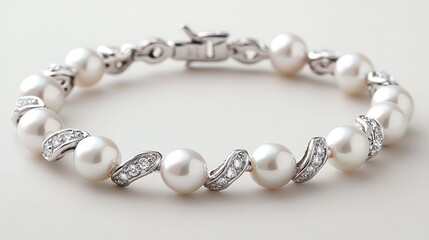 Obraz premium Elegant pearl bracelet with silver accents.
