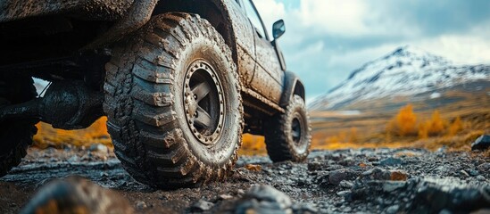 Muddy SUV Adventure: Off-Road Journey in the Mountains
