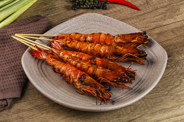Tasty grilled tiger prawn snack