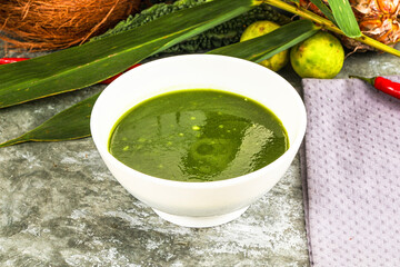Green spinach cream vegan soup