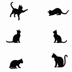 set of cats silhouettes