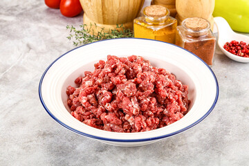 Raw beef minced meat for cooking