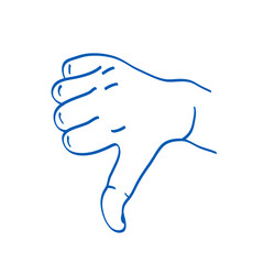 Dislike sign. Hand gesture vector sketch illustration. Thumb down