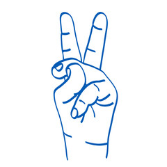 Kids hand gesture vector sketch illustration. Index, middle, ring, little fingers and thumb