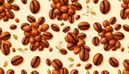 Obraz premium coffee beans seamless pattern