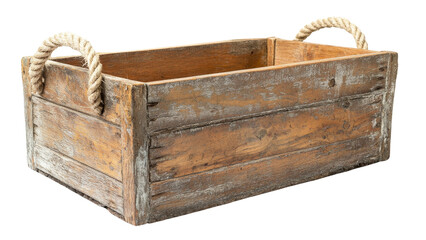 Rustic Wooden Crate with Rope Handles Perfect for Decoration, Storage, Organizing, and Home Decor in Various Settings and Environments