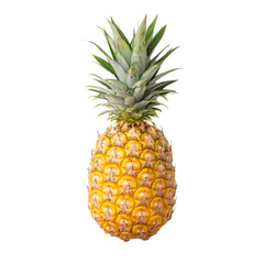 Fototapeta premium A Perfectly Ripe Pineapple with Spiky Leaves Against a Solid Black Background