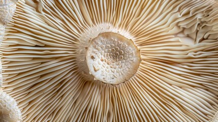 Mushroom shown on a quiet background, amazing mushroom structure. Background low-key, mushroom emphasized.