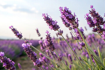 Obraz premium A close-up of lavender fields with vibrant purple hues