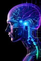 Fototapeta premium abstract brain split into two halves, one side athletic motion, the other side neural network