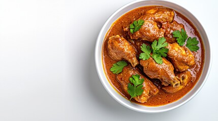 Fototapeta premium Aromatic and Flavorful Indian Chicken Curry in a White Bowl