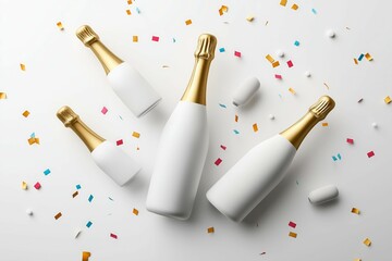 Festive Bottles Surrounded by Confetti for Parties and Celebrations