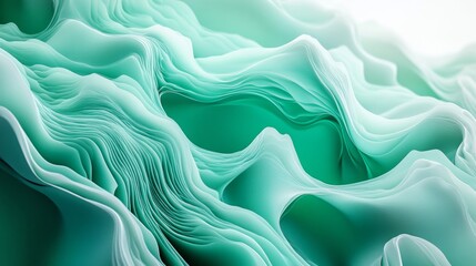 Obraz premium Abstract Teal Paper Wave Layers Design
